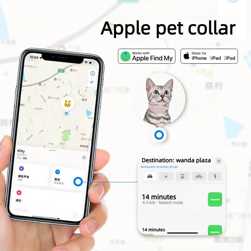 Localizador GPS para Perro y Gato | Tiempo Real | Compatible Apple Find