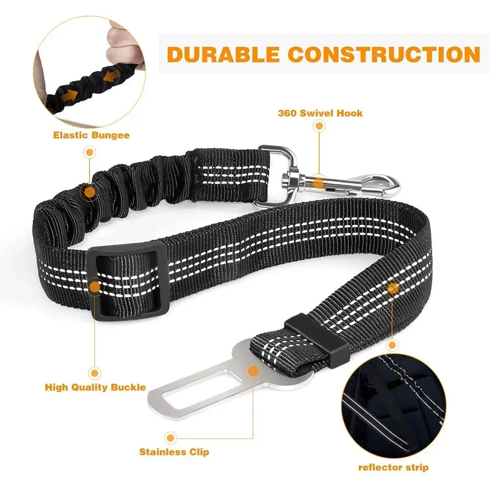 Cinturón de Seguridad Elástico para Perros – Ajustable y Reflectante