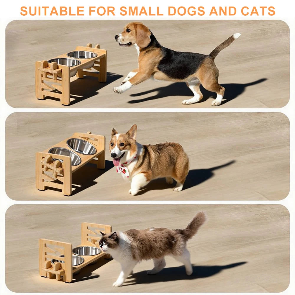 Comedero Elevado para Perro y Gato | Cuencos de Acero Inoxidable