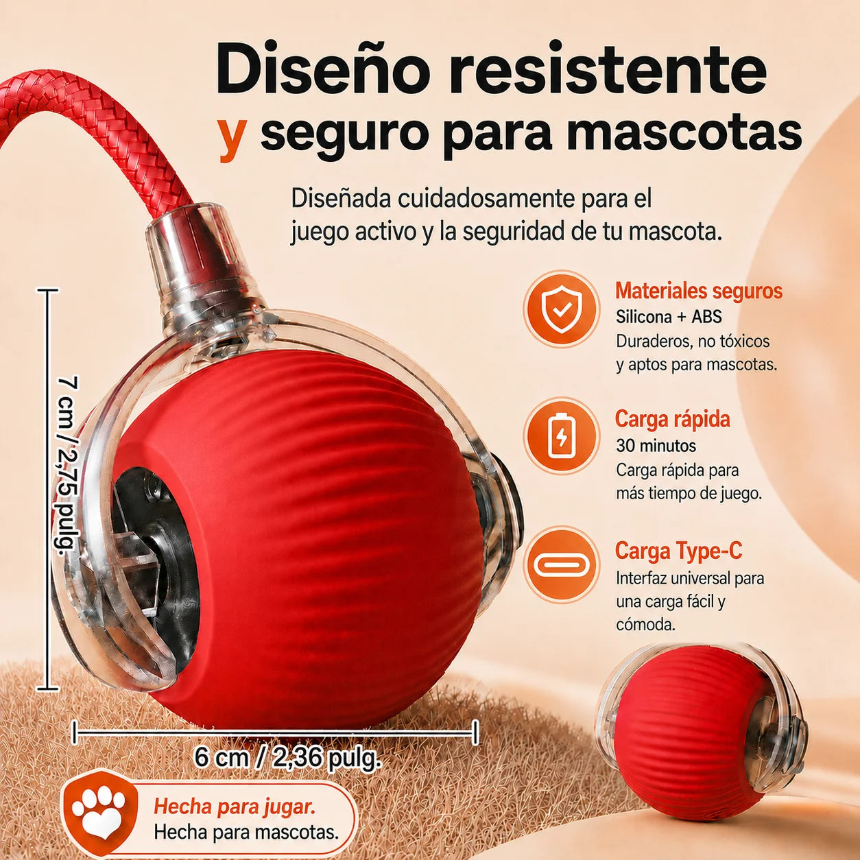 Pelota Interactiva Automática para Perros – Recargable