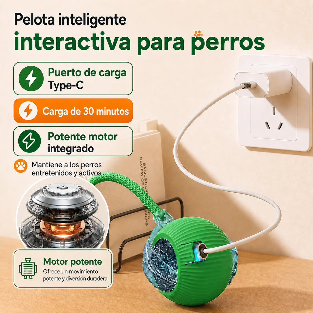 Pelota Interactiva Automática para Perros – Recargable