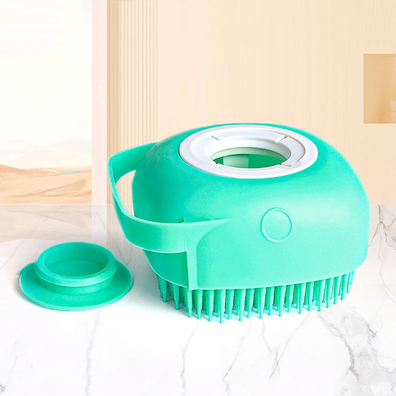 Cepillo de Baño para Perro | Silicona Suave con Dispensador