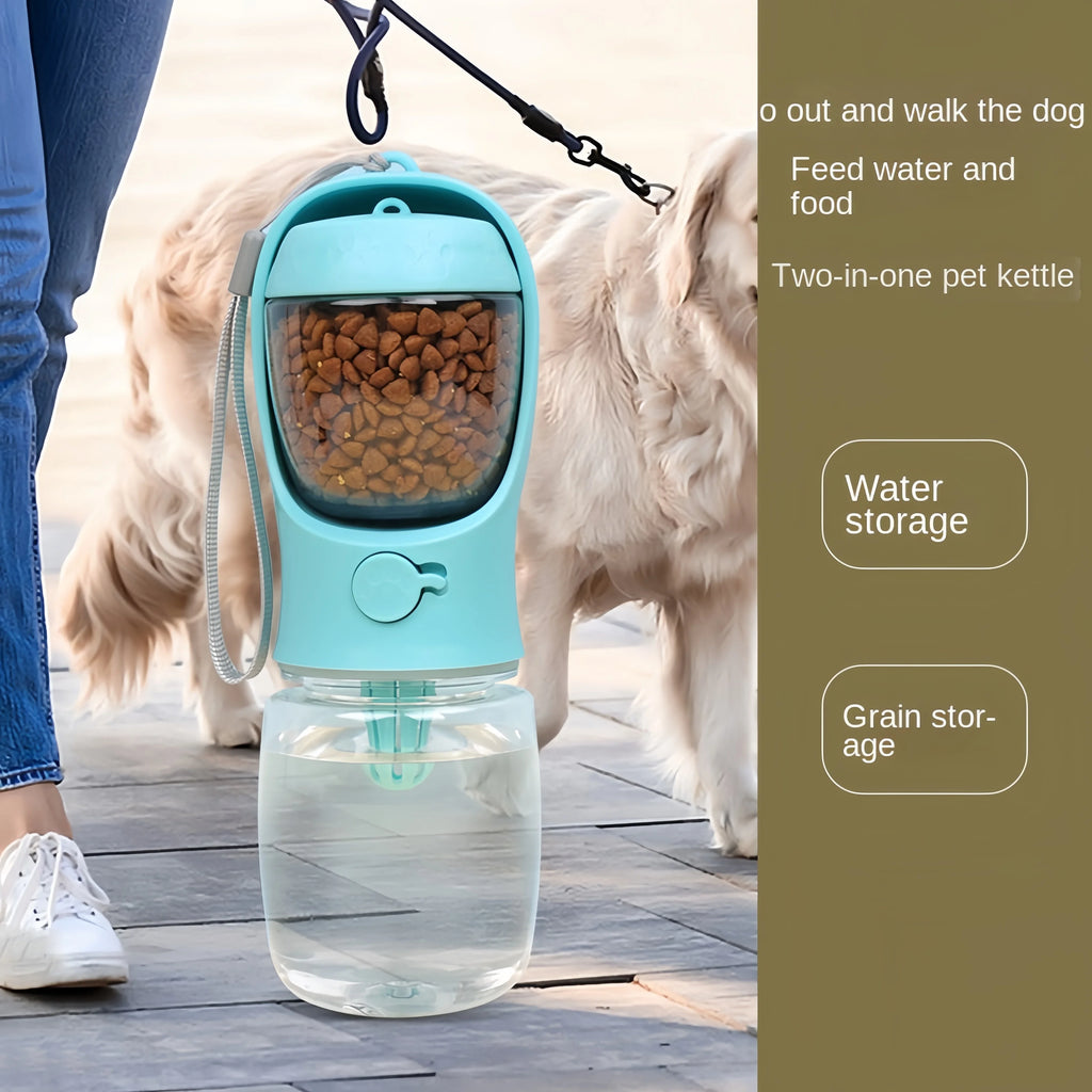 Bebedero Portátil 2 en 1 para Perros con Compartimento para Comida