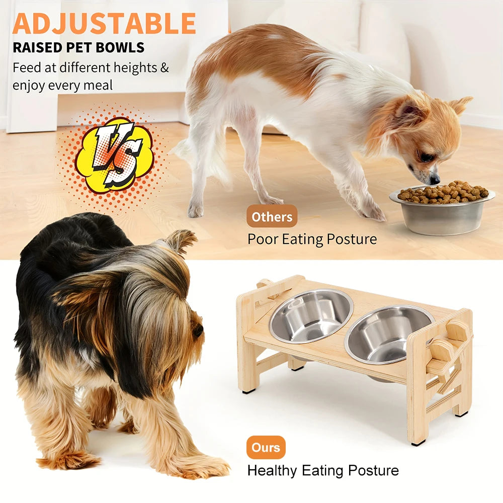 Comedero Elevado para Perro y Gato | Cuencos de Acero Inoxidable